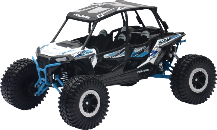 New Ray Toys Polaris Rzr Xp 4 Turbo Eps - Rock Crawler - 1:18 Scale - White Lightning 57976A