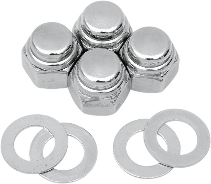 Colony Cap Nuts With Washers - Rocker Shaft End - Hex - '66-'84 Big Twin/Sportster 8400-8