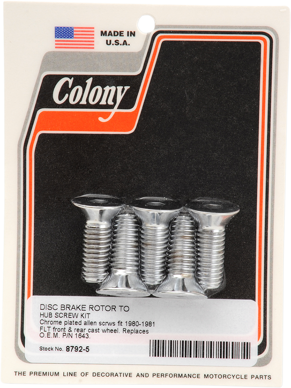 Colony Mounting Hardware Kit Without Nuts - Brake Rotor - Socket-Head/Countersunk - 1-1/4" 8792-5