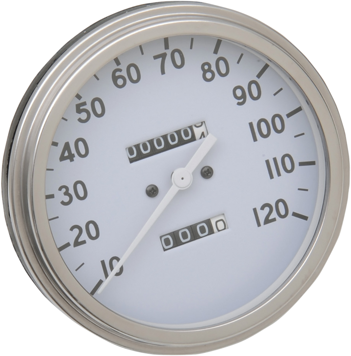 Drag Specialties 5" Mph Fl-Style 2:1 Speedometer - '36-'40 White Face DS-243876