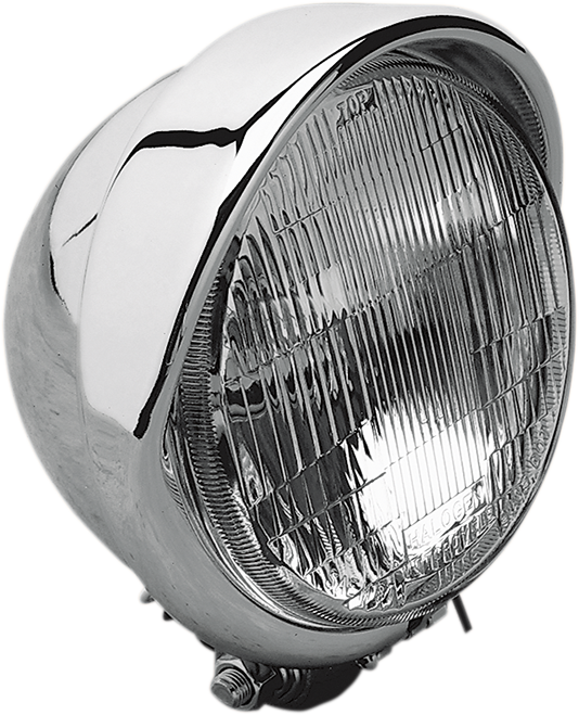 Drag Specialties Headlight With Visor- H-4 - 5-3/4" - Chrome DS-280095