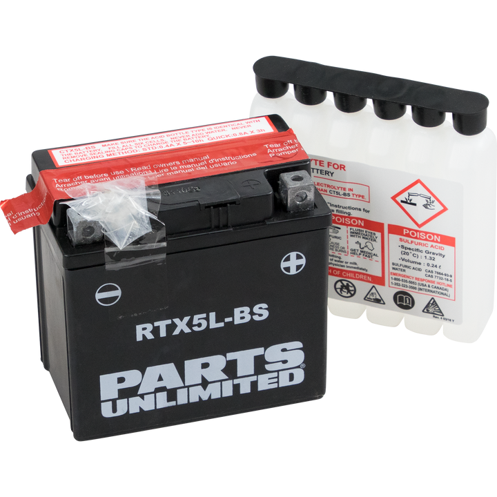 Parts Unlimited Agm Battery - Rtx5L-Bs .24 L RTX5L-BS