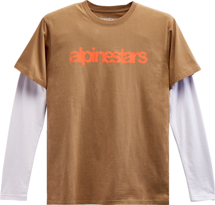 Alpinestars Stack Long-Sleeve Knit T-Shirt - Sand/Warm Red - Medium 1213713002331M