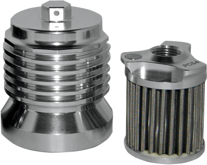 Pc Racing Flo "Spin-on" Oil Filter - Polished Aluminum - Aprilia/BMW/Buell/H-D/Moto Guzzi/Yamaha PCS4C