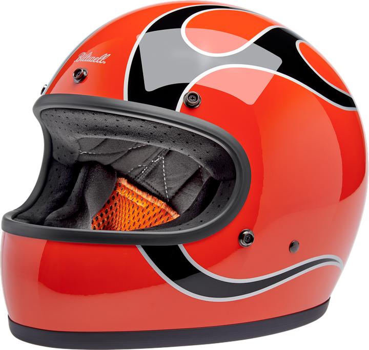 Biltwell Gringo Helmet - Flames - Competition Orange - Large 1002-593-504