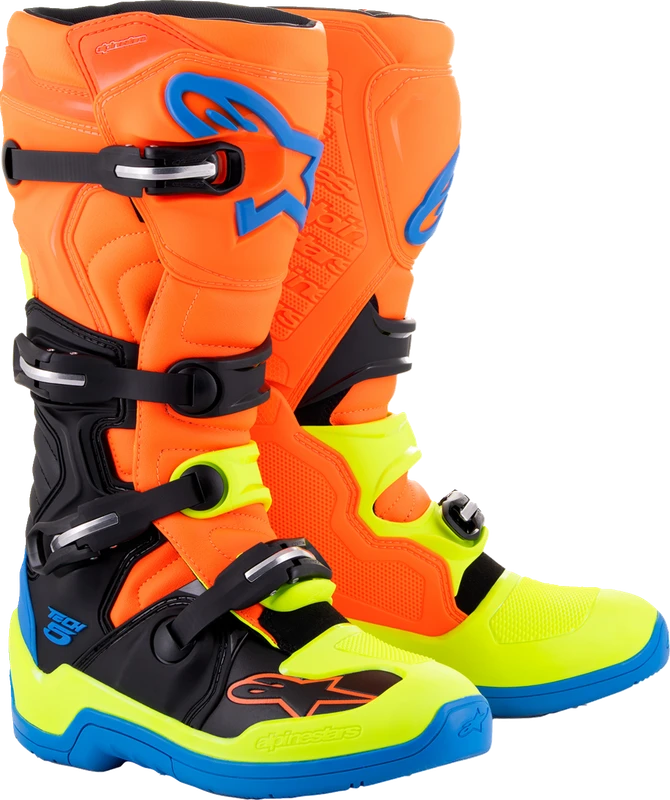 Alpinestars Tech 5 Boots - Orange Fluorescent/Blue/Yellow Fluorescent - US 9 / EU 43 2015015-4755-9