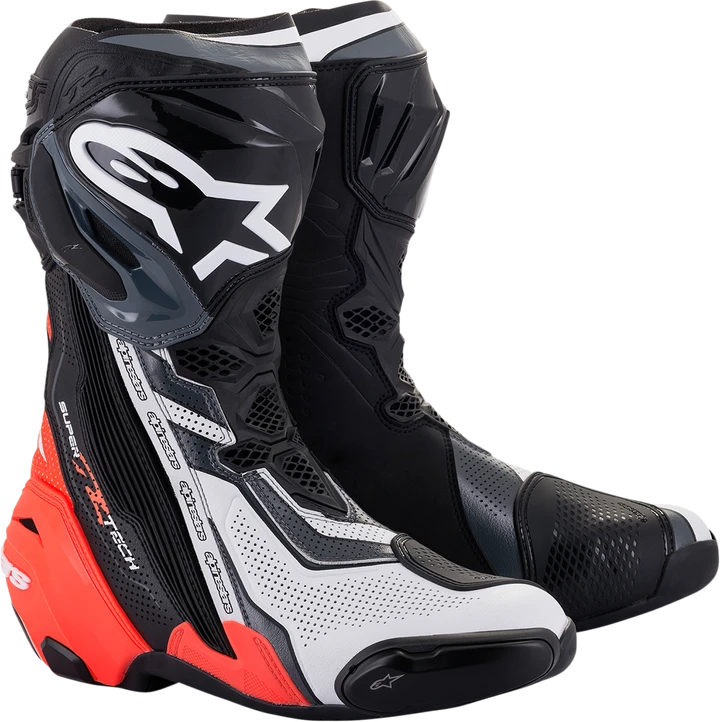 Alpinestars Supertech R Vented Boots - Black/Red/White/Gray - US 10.5 / EU 45 2220121-1329-45