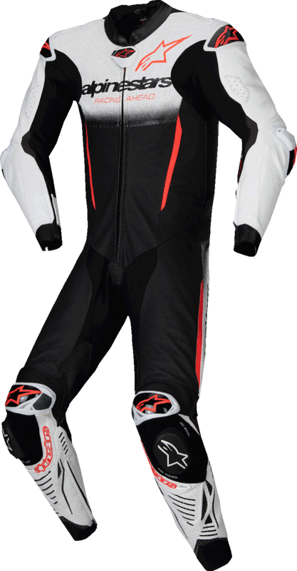 Alpinestars GP-R7 1-PC Leather Suit - White/Black/Red Fluo - US 46 / EU 56 3150125-233-56