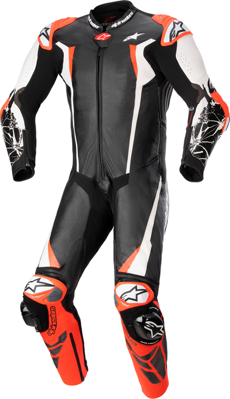 Alpinestars Racing Absolute v2 1-Piece Leather Suit - Black/White/Red Fluo - US 44 / EU 54 3156323123154