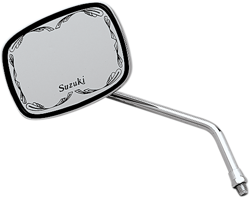 Emgo Mirror - Die-Cast - Suzuki Scrolled - Side View - Rectangle - M10 x 1.25 - Chrome - Left/Right 20-21760