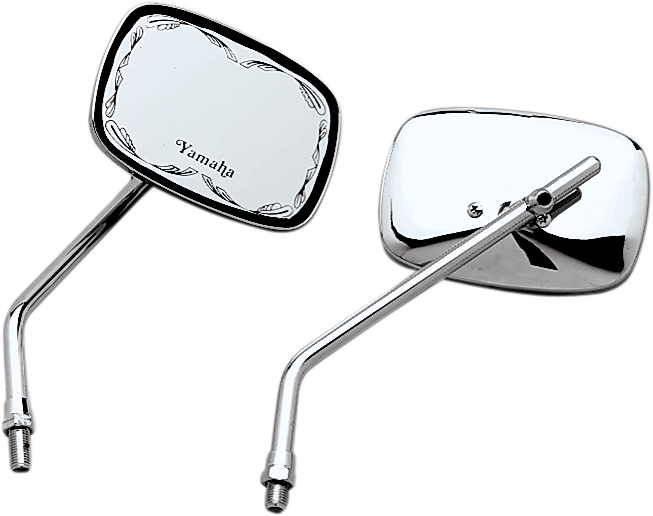 Emgo Mirror - Die-Cast - Yamaha Scrolled - Side View - Rectangle - M10 x 1.25 - Chrome - Left/Right 20-21773