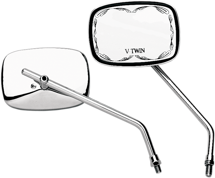 Emgo Mirror - Die-Cast - V-Twin Scrolled - Side View - Rectangle - M10 x 1.25 - Chrome - Left 20-21750