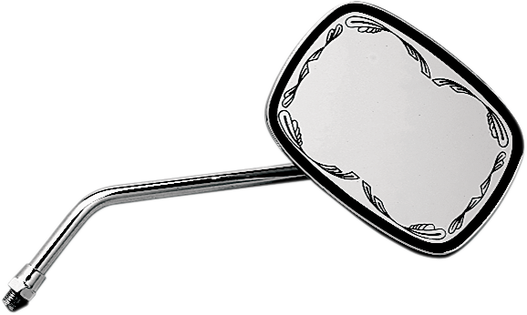 Emgo Mirror - Die-Cast - Scrolled - Side View - Rectangle - M10 x 1.25 - Chrome - Left/Right 20-21715