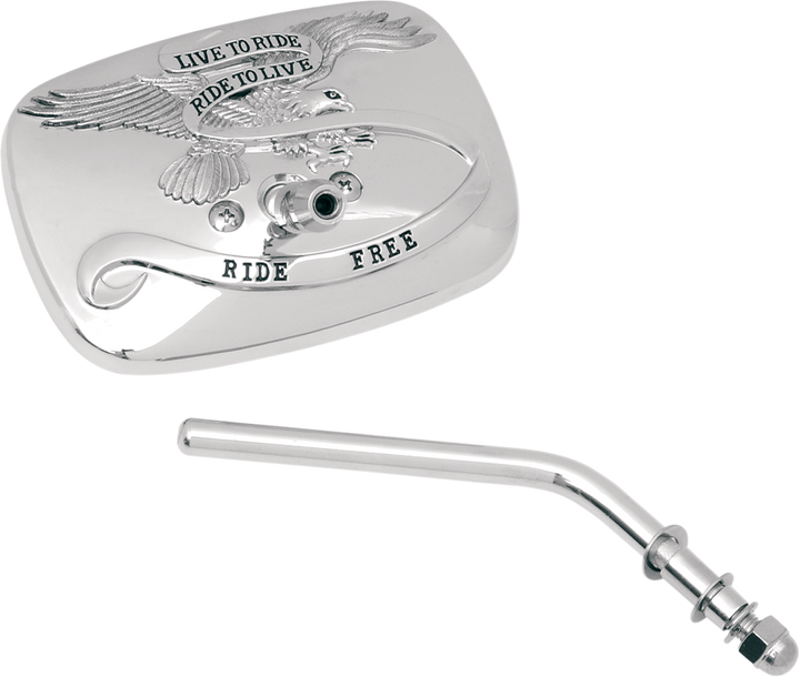 Emgo Mirror - "Live to Ride" - Side View - Rectangle - Chrome - Right 20-31701A