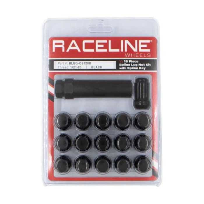 Raceline Wheels 16Pk 1/2 X 20 Spline Blk Cs Pack W/ Key RLUG-CS120B