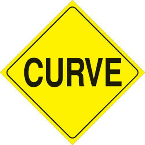 Voss Signs Yellow Plastic Reflective Sign 12" - Curve 423 CU YR