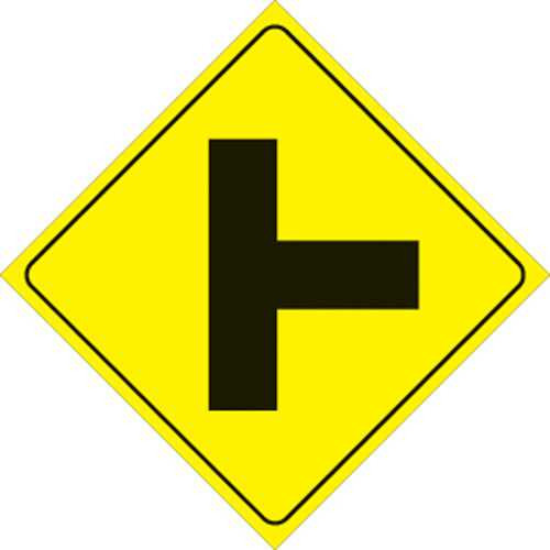 Voss Signs Yellow Plastic Reflective Sign 12" - Right T-Intersection 466 RT YR