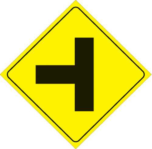 Voss Signs Yellow Plastic Reflective Sign 12" - Left T-Intersection 467 LT YR