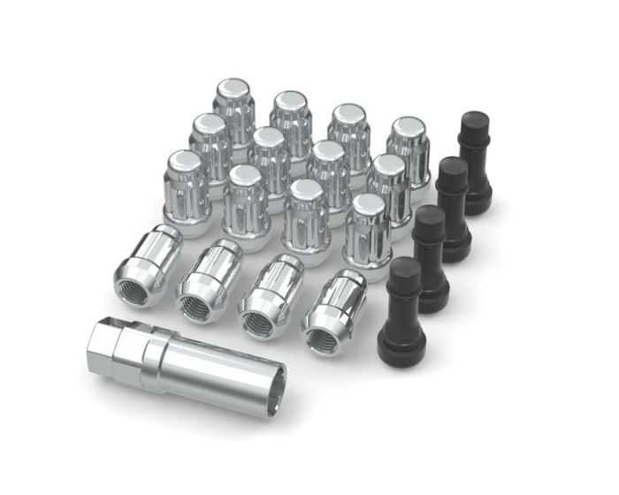 Bullite Lug Nut Set Chrome With Key & Valve Stem 12X1.25 (16Pcs) LKT01212502