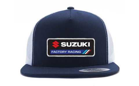 Factory Effex Suzuki Snapback Hat / Navy-White Mesh Os 22-86404