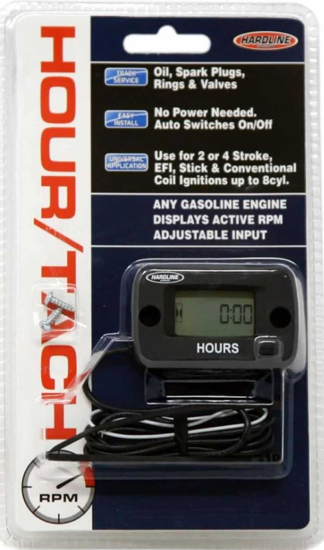 Hardline Hour/Tach Meter Up To 8 Cylinders HR-8062-2