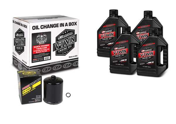 Maxima Racing Oil V-Twin Quick Change Kit Synthetic W/ Black Filter Twin Cam 90-119014B