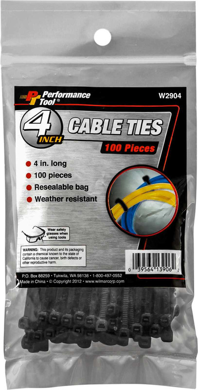 PERFORMANCE TOOL Cable Tie 4" 100/Pack W2904