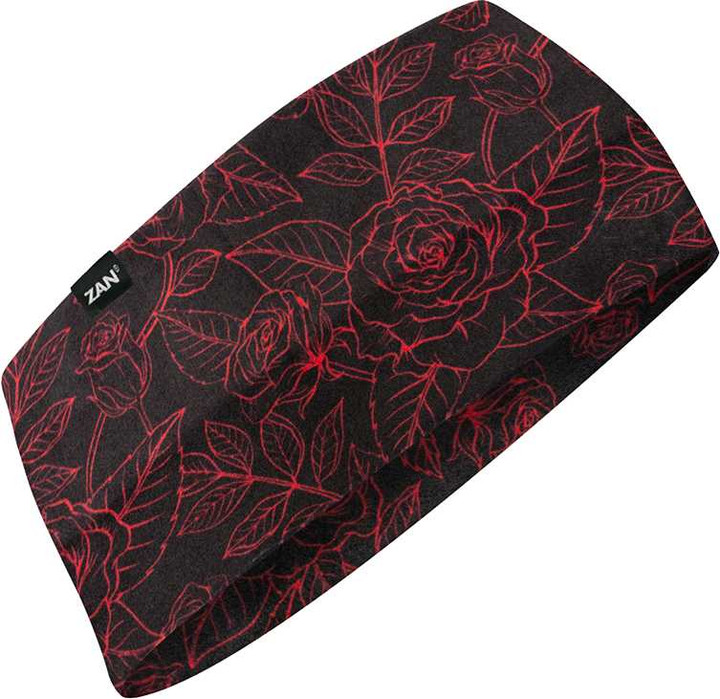 ZAN Sportflex Headband Black & Red Roses HBL206
