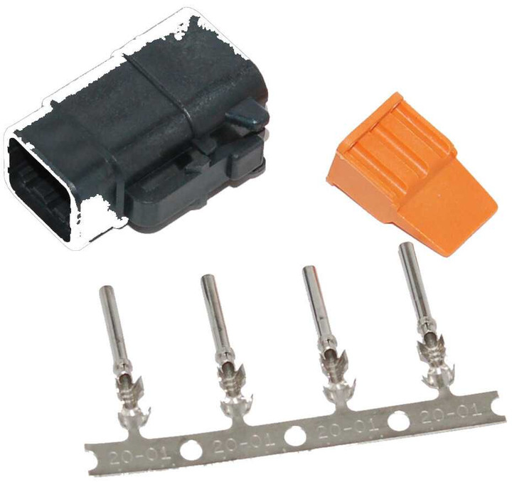 NAMZ CUSTOM CYCLE Deutsch Dtm 4-Pin Black Plug W/4 Trmnls/Wdglck Hd74114-98Bk MDP-4B