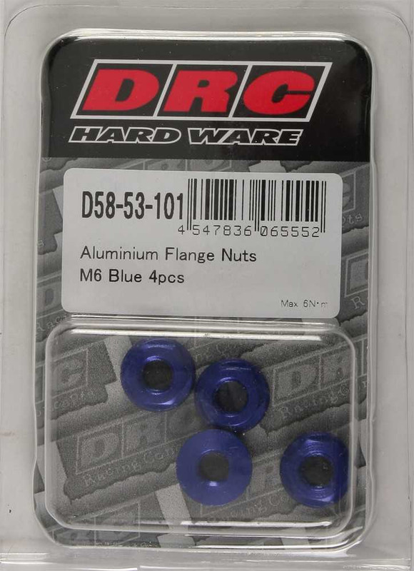 DRC Aluminum Flange Nuts Blue M6X12Mm 4/Pk D58-53-101
