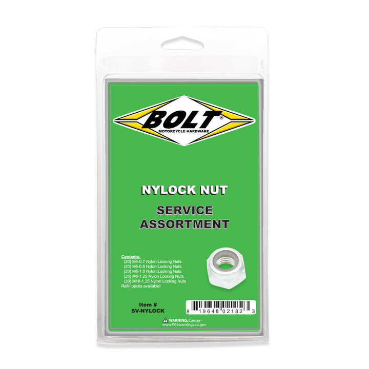 BOLT Nylon Locking Nut Assortment 100 Piece Kit SV-NYLOCK