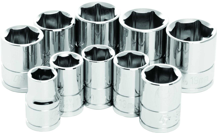 PERFORMANCE TOOL 10 Pc 3/8" Met Socket Set Shallow W38202