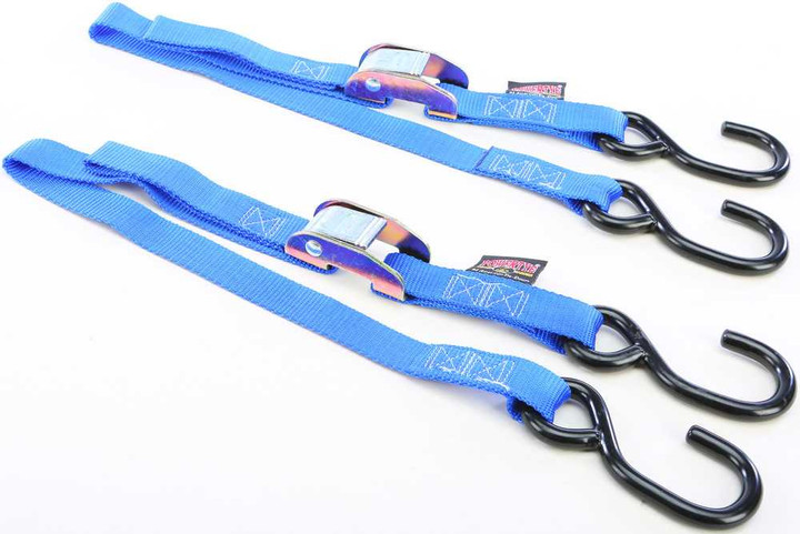 POWERTYE Tie-Down Cam S-Hook Watercraft 1"X3' Blue Pair 22033