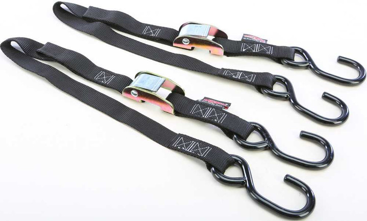 POWERTYE Tie-Down Cam S-Hook Watercraft 1"X3' Black Pair 22032