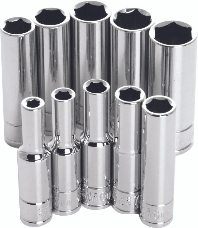 PERFORMANCE TOOL 10 Pc 1/4" Met Socket Set Deep W36400