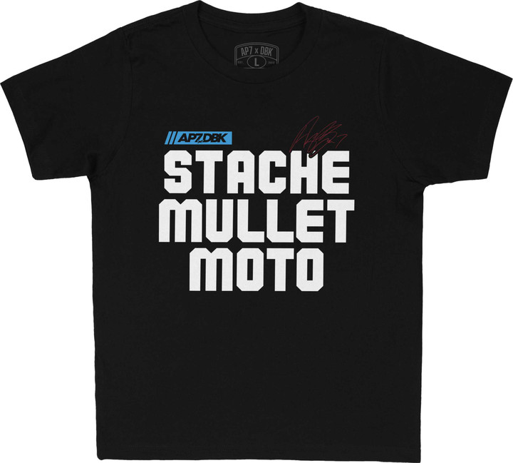 DBK Stache Mullet Moto Youth Tee Black Yx YTAP-STACHEMULL-XL