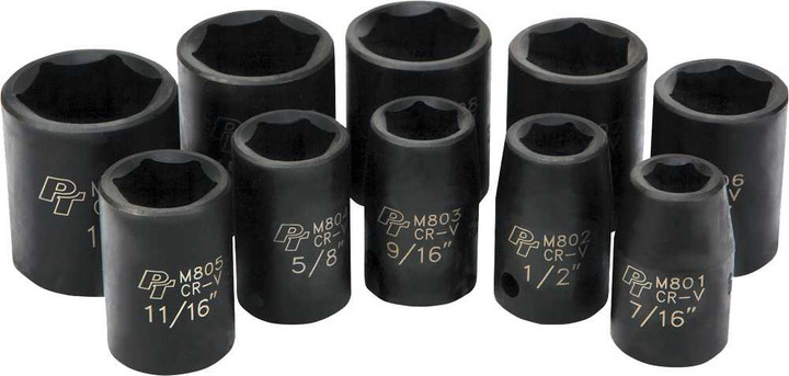 PERFORMANCE TOOL 10 Pc 1/2" Sae Imp Skt Set Shallow M592DB