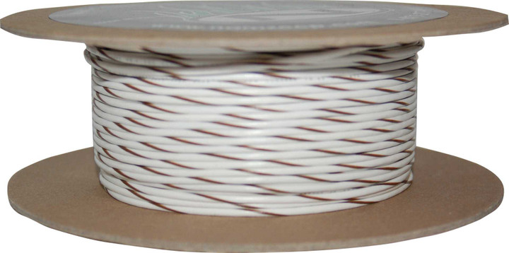 NAMZ CUSTOM CYCLE #18-Gauge White/Brown Stripe 100' Spool Of Primary Wire NWR-91-100