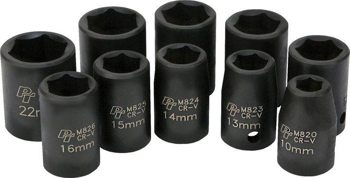 PERFORMANCE TOOL 10 Pc 1/2" Met Imp Skt Set Shallow M593DB