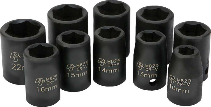 PERFORMANCE TOOL 10 Pc 1/2" Met Imp Skt Set Shallow M593DB