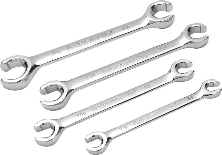 PERFORMANCE TOOL 4 Pc Sae Flare Nut Wrench Set W30430