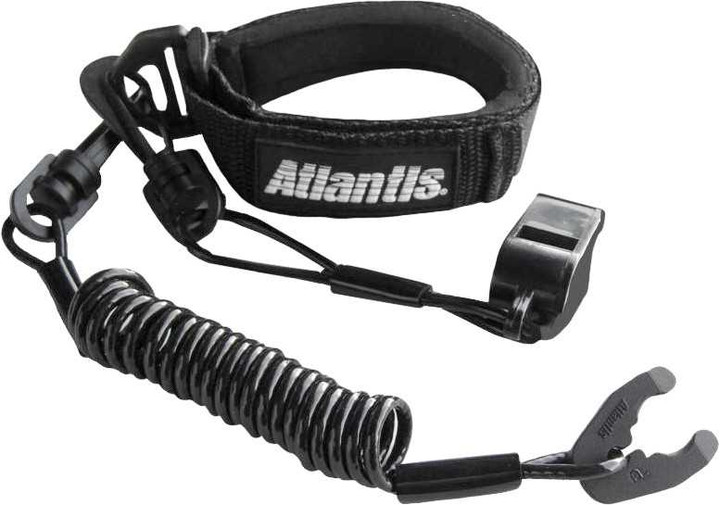 ATLANTIS Pro Floating Wrist Lanyard Black W/Whistle A2109PFW