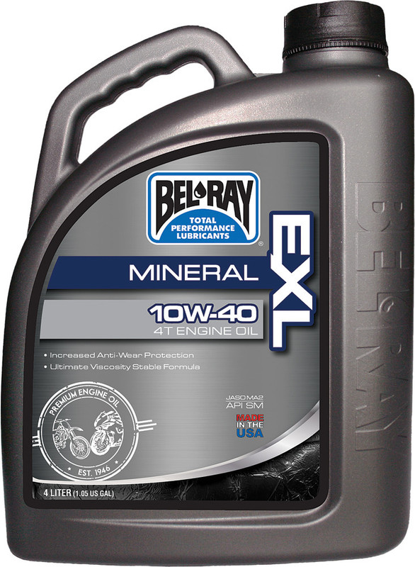 BEL-RAY Exl Mineral Oil 10W40 4T 4L (4/Case  Sold Ea) 99090-B4LW