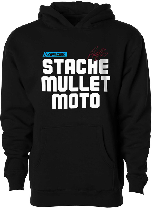 DBK Stache Mullet Moto Yth Hoodie Black Ys YHAP-STACHEMULL-S