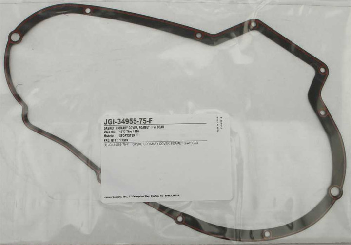JAMES GASKETS Gasket Primary Cover Xl Foam W Bead 1/Pk 34955-75-F 34955-75-F