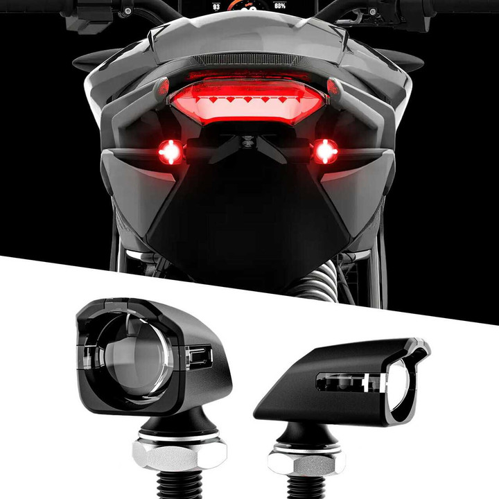 XK GLOW Mini Led Turn Signal Black Red Pair XK034022-RB