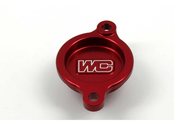 WORKS Oil Filter Cover Red Hon 27-021