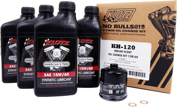 KLOTZ Indian Scout 4Qt Synthetic Oil Change Kit KH-120