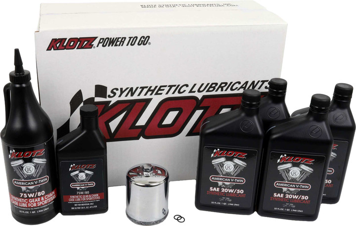 KLOTZ Premium Harley Davidson 4Qt Synthetic Oil Change Kit KH-104