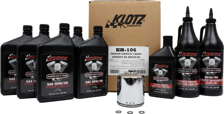 KLOTZ Premium Harley Davidson 4Qt Synthetic Oil Change Kit KH-106